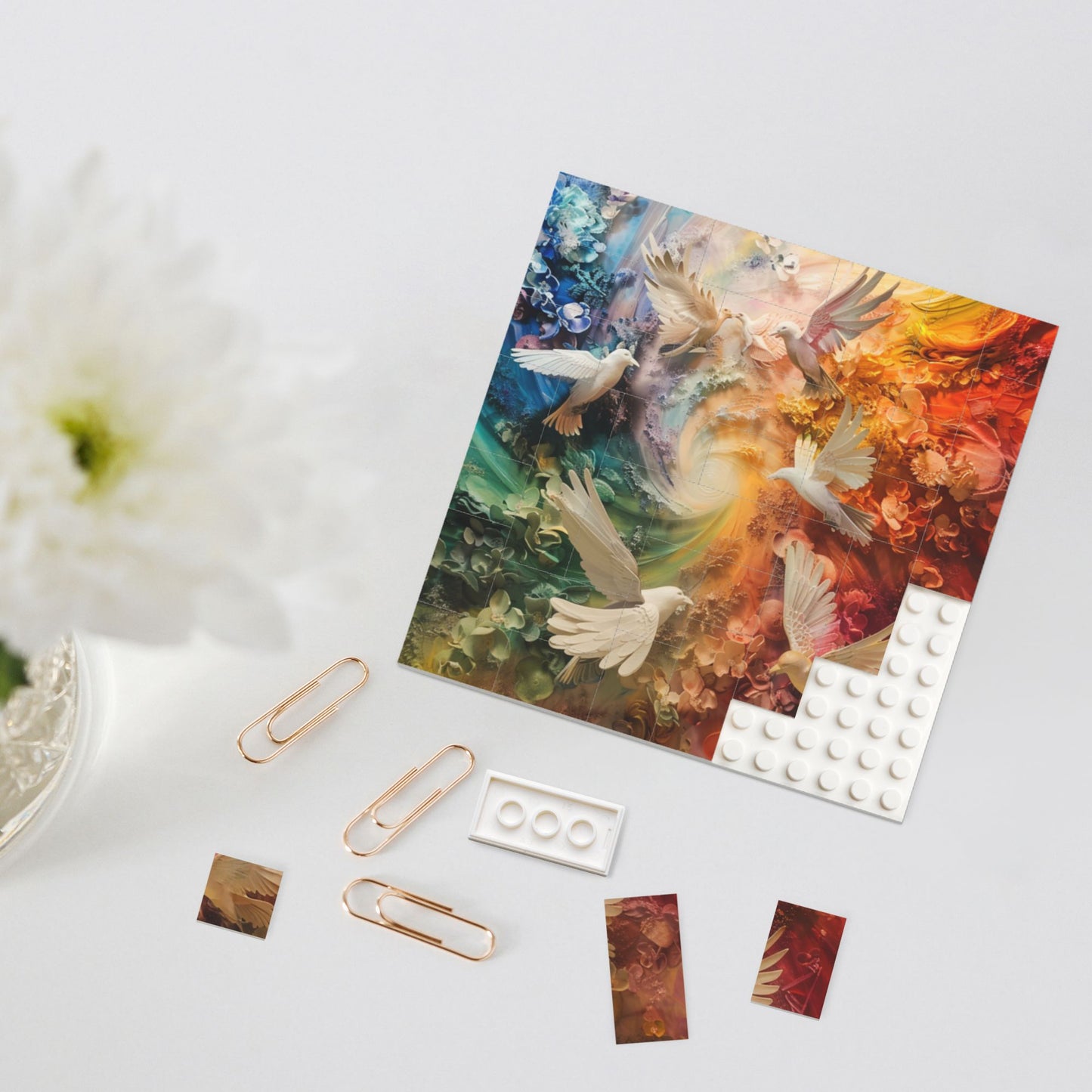 63-Piece Rainbow Birds Puzzle - High-Quality Plastic Puzzle, Portable Design, 0.7cm Thickness, 99g