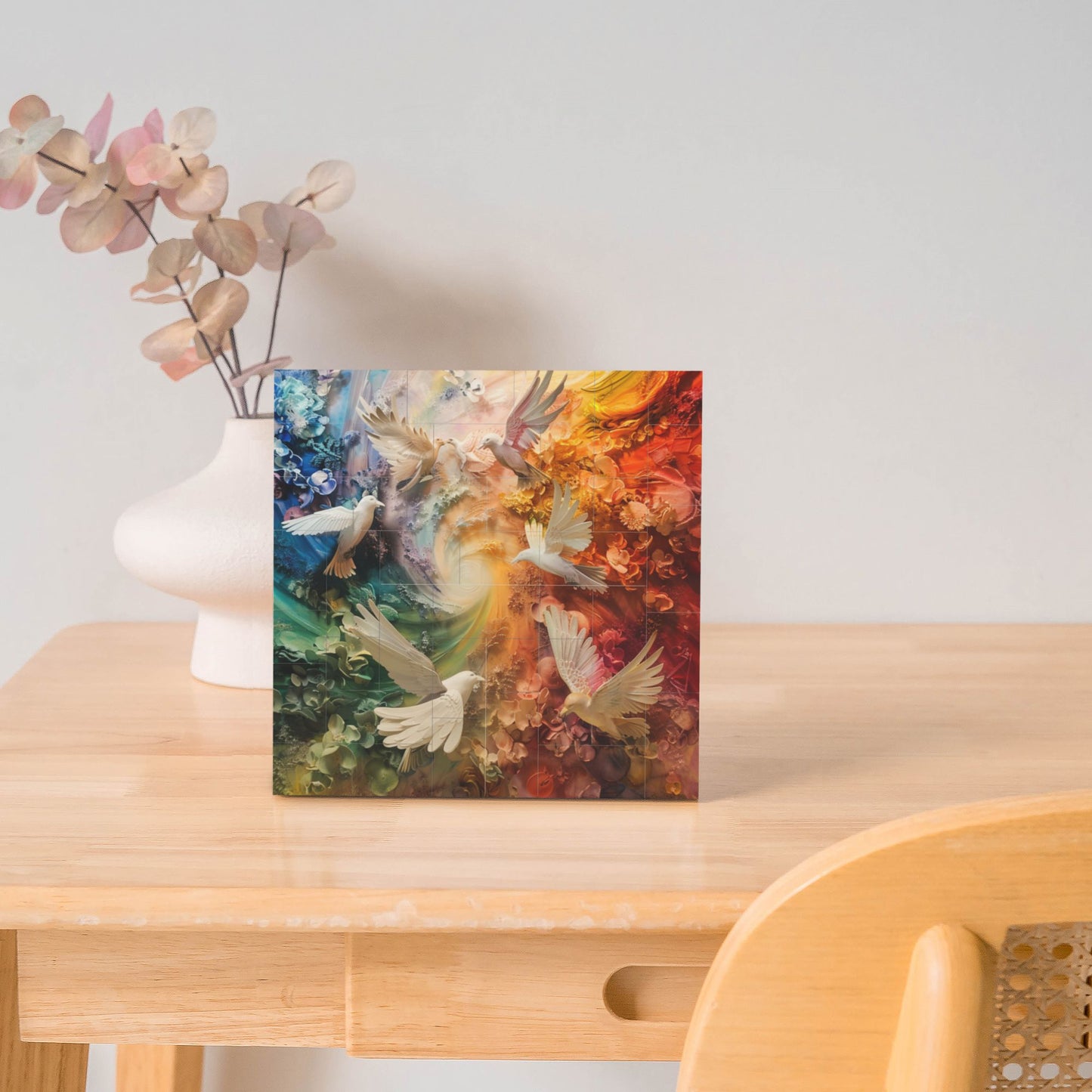 63-Piece Rainbow Birds Puzzle - High-Quality Plastic Puzzle, Portable Design, 0.7cm Thickness, 99g