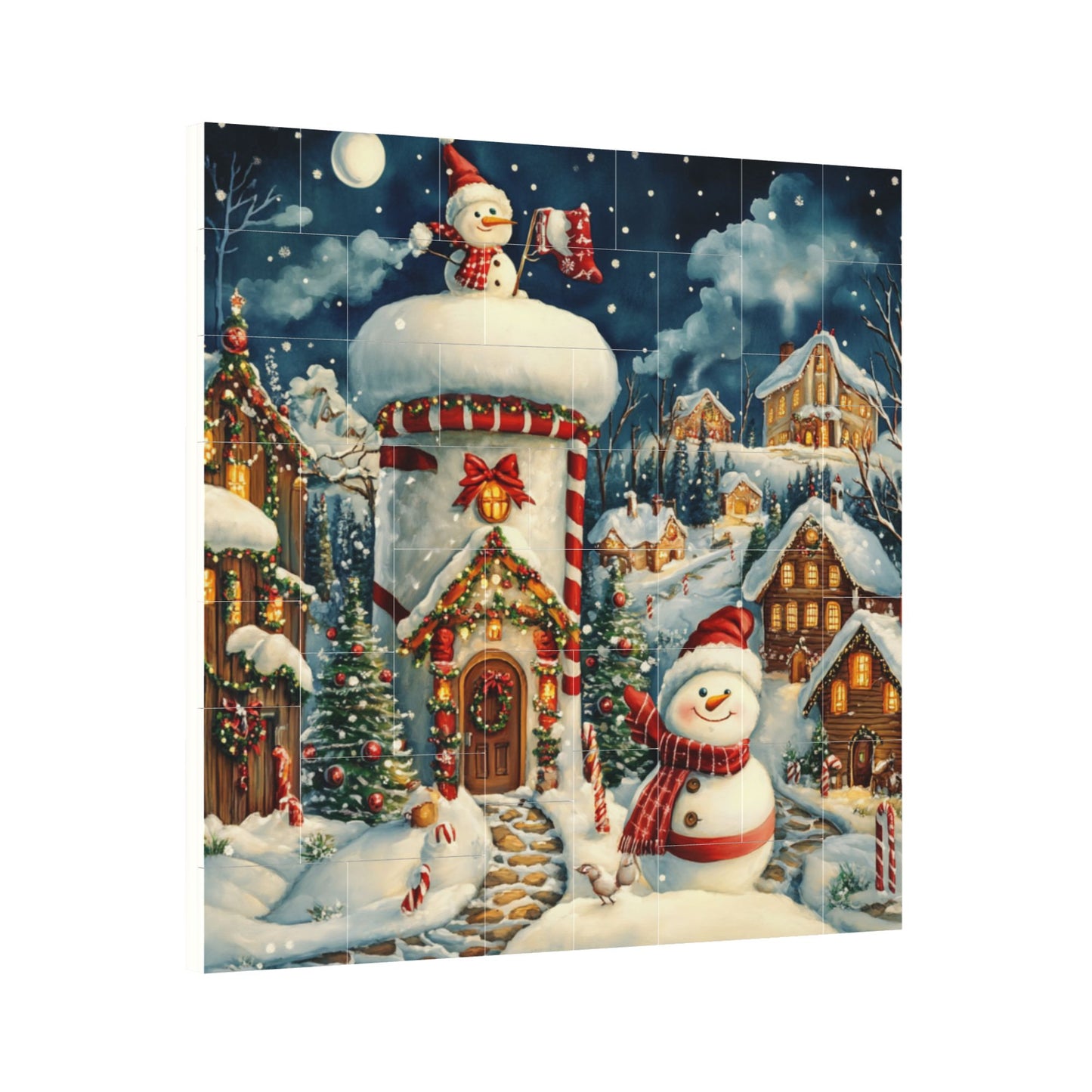 63-Piece Christmas Snow Scene Puzzle - High-Quality Plastic Puzzle, Winter Theme Design, 0.7cm Thickness, 99g