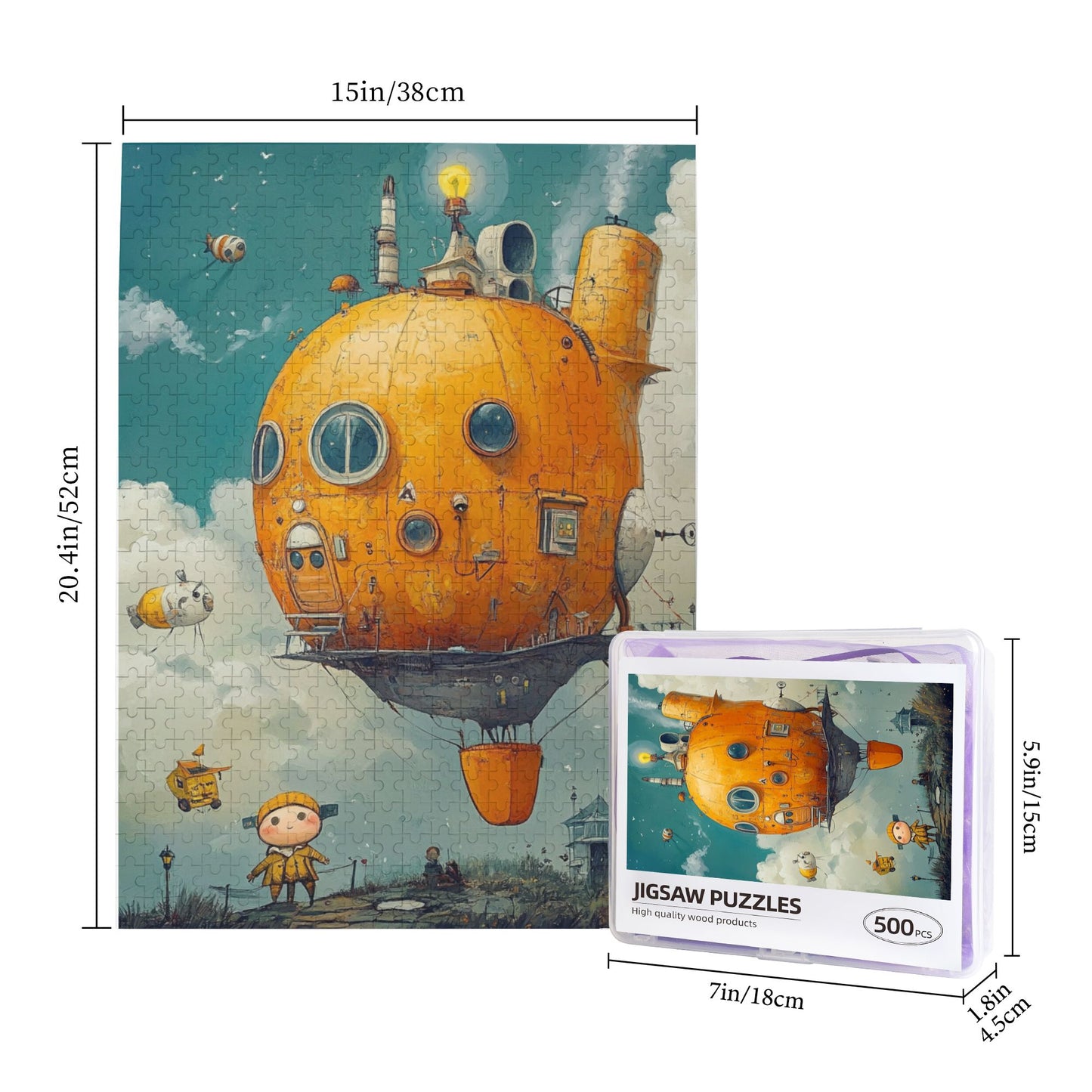 Fantasy Aircraft Jigsaw Puzzle - 500-Piece Artistic Creation Puzzle, Explore the Wonders of the Sky