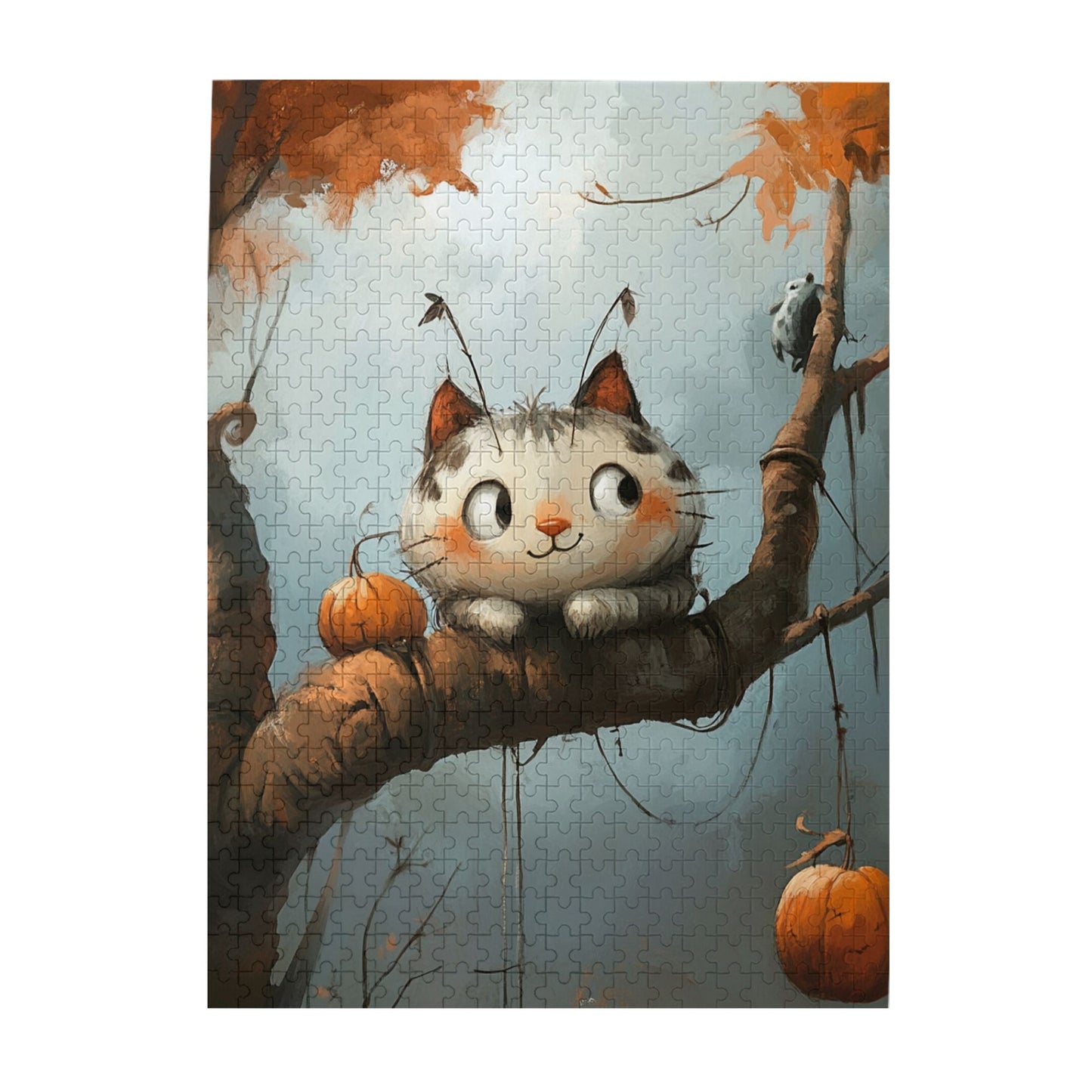 Autumn Whimsy Cat Puzzle - 500-Piece Handmade Artistic Jigsaw, Discover the Magic of the Fall Forest