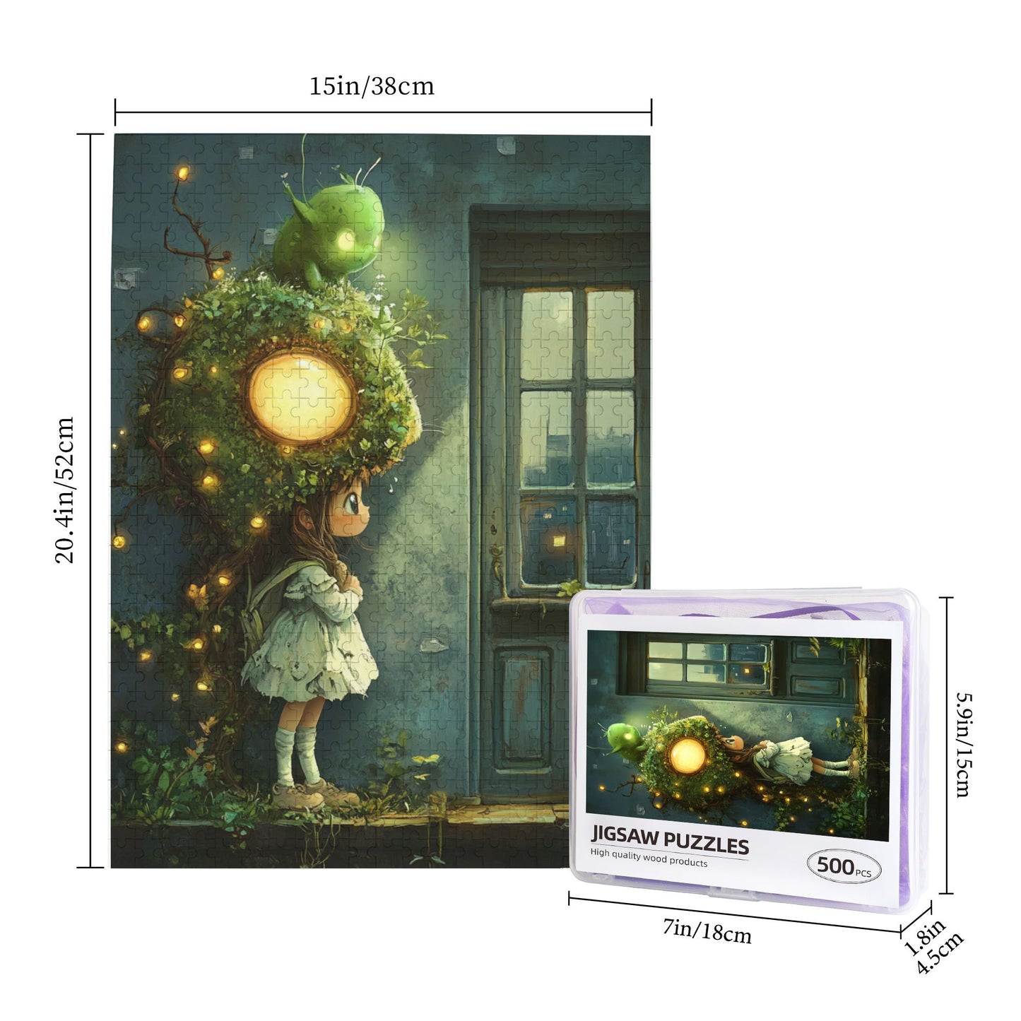 Fairy Tale Girl with Firefly Puzzle - 500-Piece Artistic Jigsaw, A Magical Night of Lights
