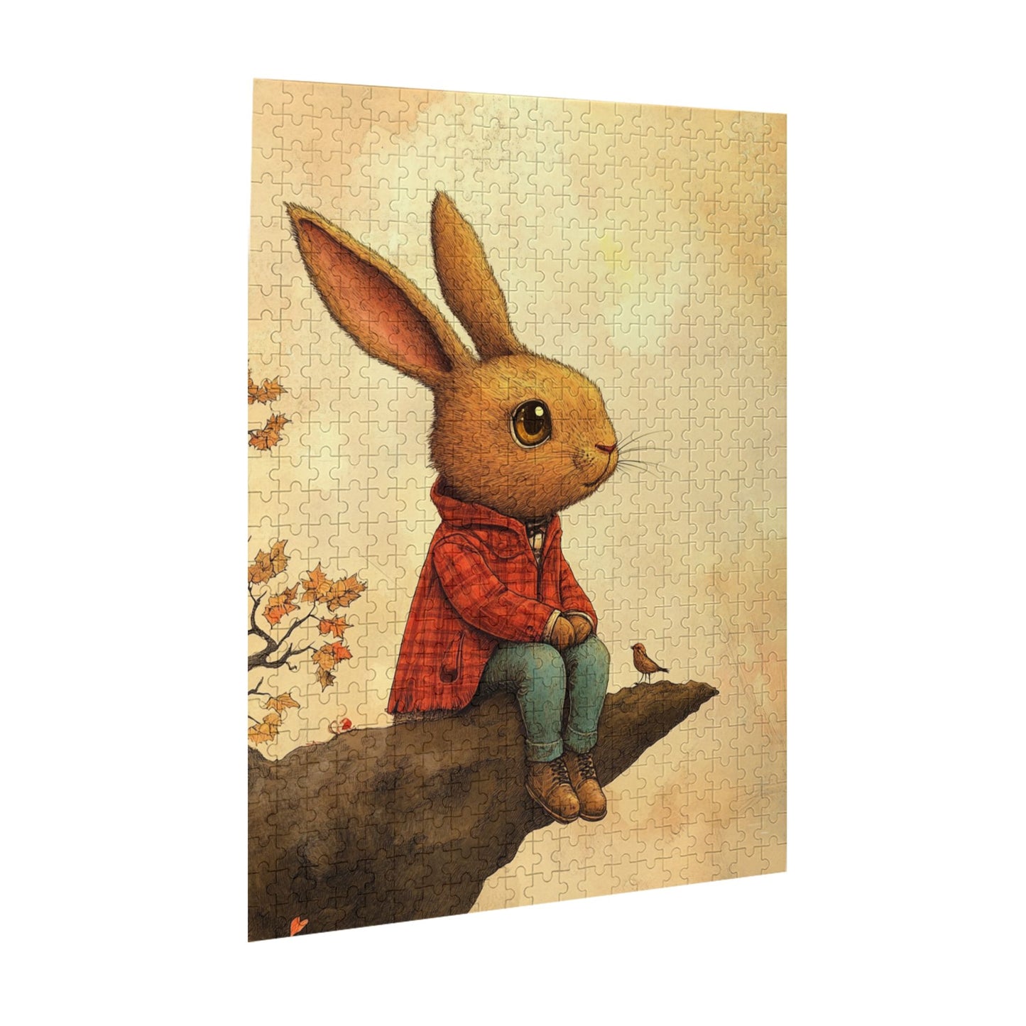 Autumn Warmth Bunny Puzzle - 500-Piece Hand-Drawn Illustration Puzzle